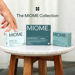 MIOME producto en entorno de baño moderno para rutina personal diaria