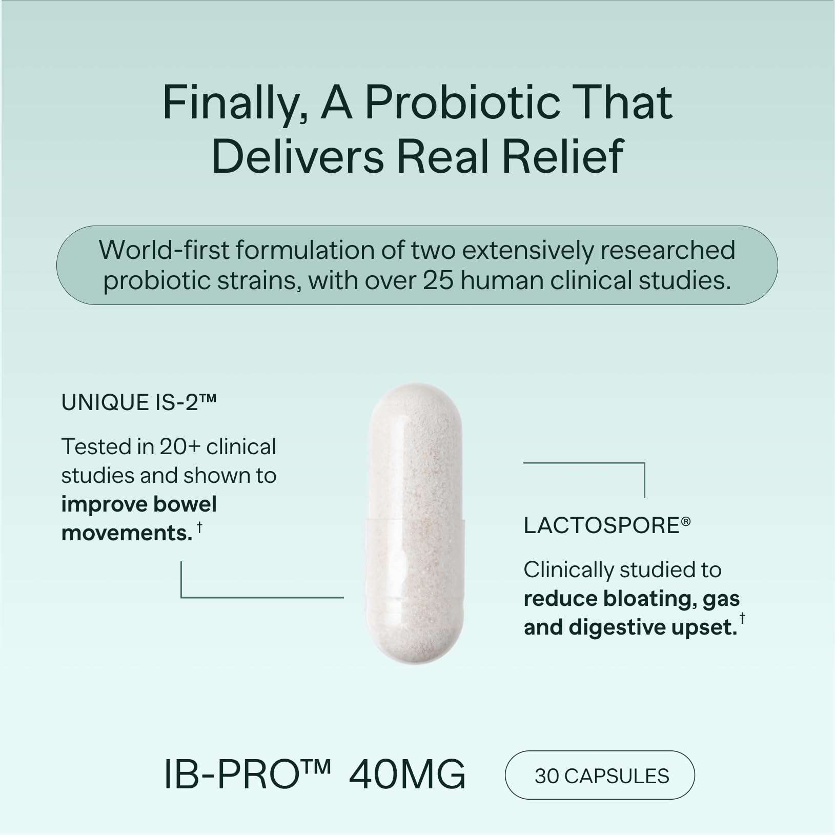 MIOME cápsula abierta mostrando textura, beneficio de viabilidad intestinal