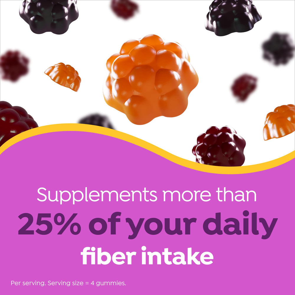 MiraFIBER gominola junto a regla para comparar tamaño y dosis