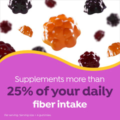 MiraFIBER gominola junto a regla para comparar tamaño y dosis