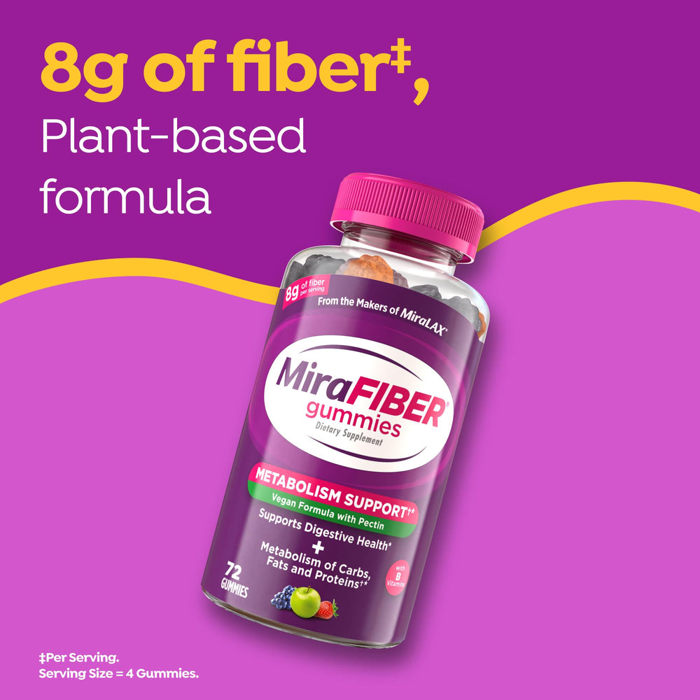 MiraFIBER gominolas en plato listos para consumir, conveniencia diaria