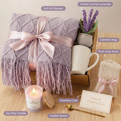 Mirasphere mantita lavanda gris con textura suave que brinda calidez