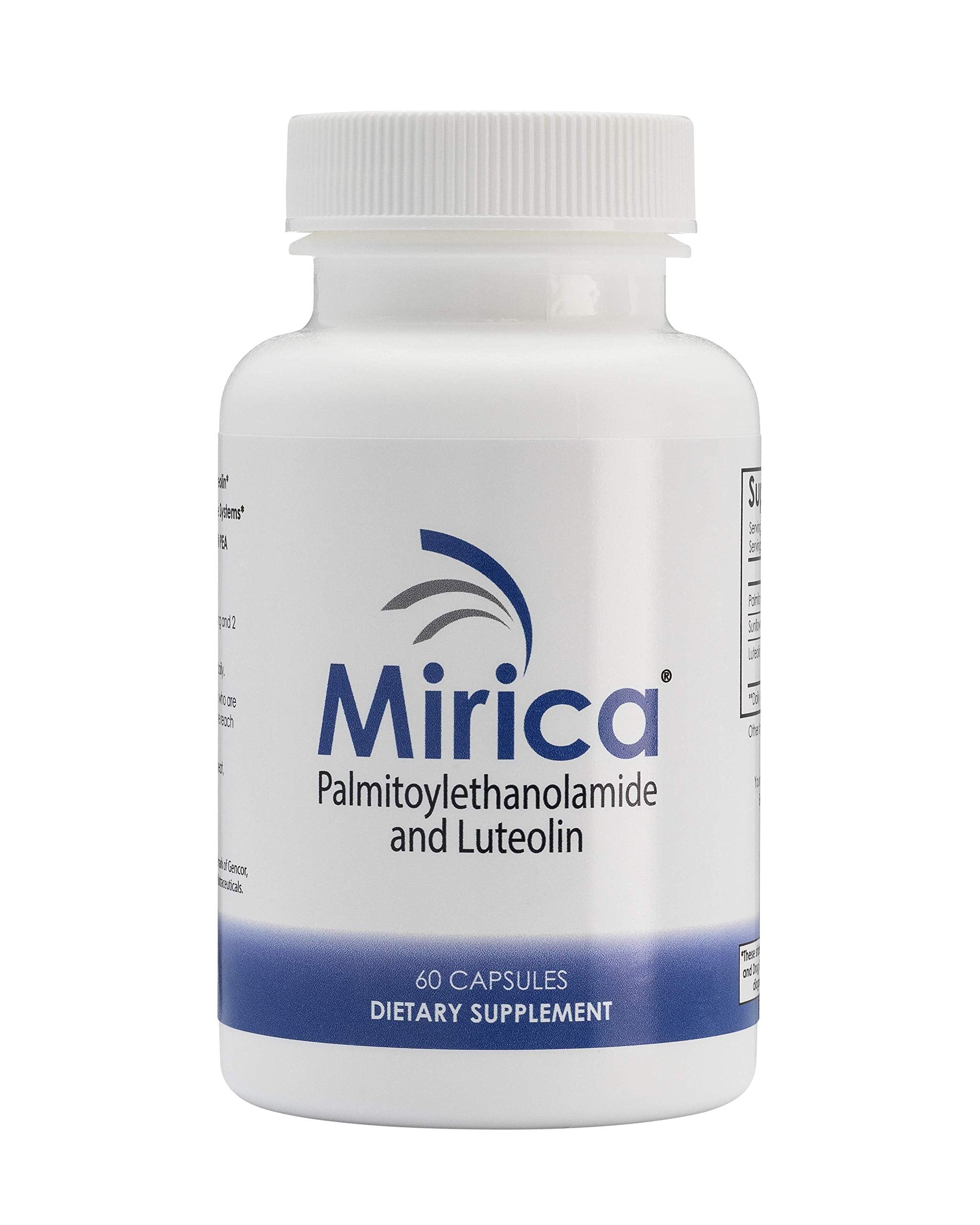 Mirica frasco frontal mostrando 60 cápsulas y claridad en ingredientes