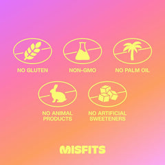Misfits bar en mano listo para comer, conveniencia al instante