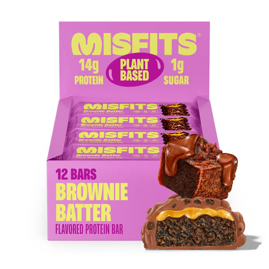 Misfits envase frontal mostrando diseño y beneficio proteico