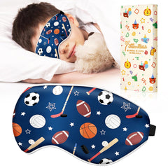 Miss Adola máscara de sueño de seda 19 momme con motivo de juego de balón azul para dormir