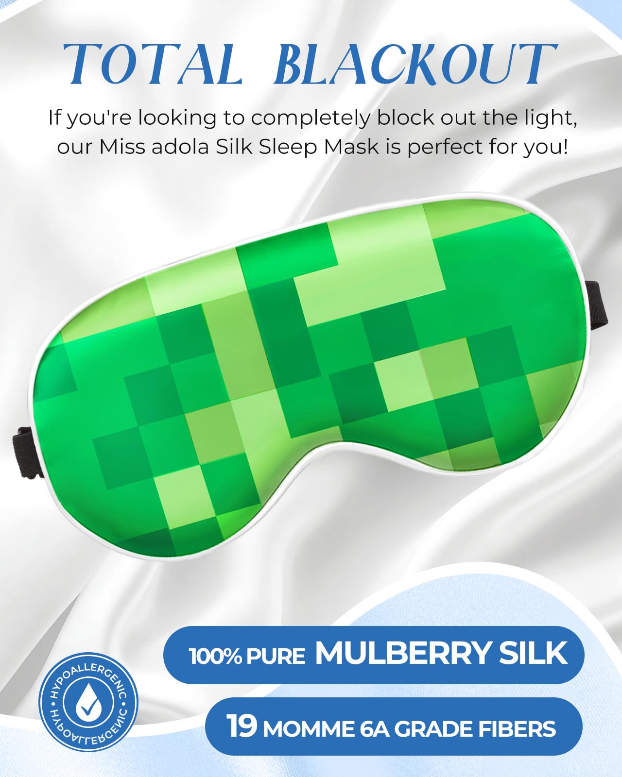 Miss Adola mascarilla para dormir, correa ajustable, ajuste perfecto para ojos sensibles.