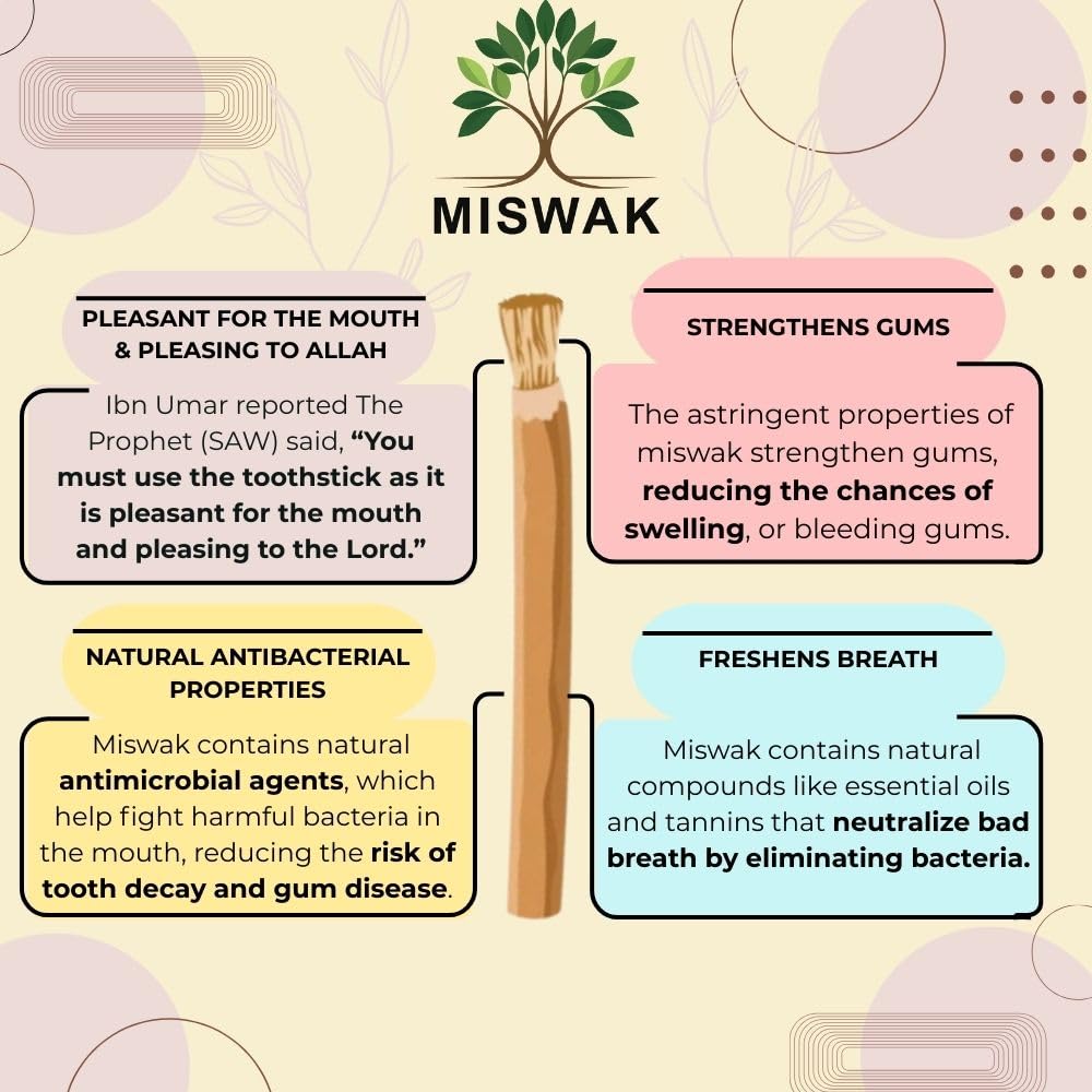 MISWAK etiqueta con información del producto y beneficios