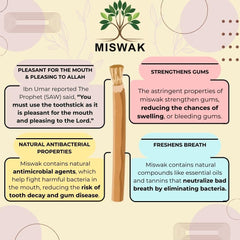 MISWAK etiqueta con información del producto y beneficios
