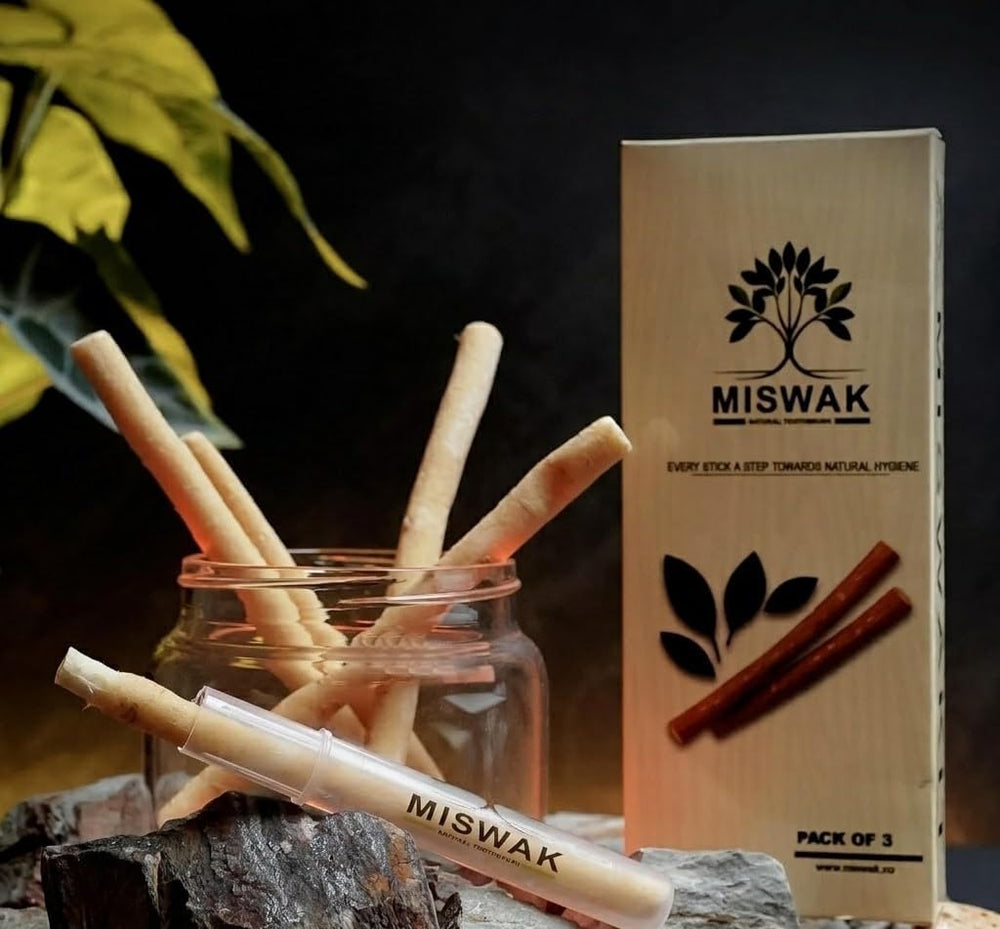 MISWAK pack frontal con 3 palitos y estuche, higiene natural lista