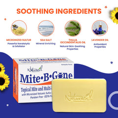Mite-B-Gone barras junto a referencia de tamaño para uso práctico