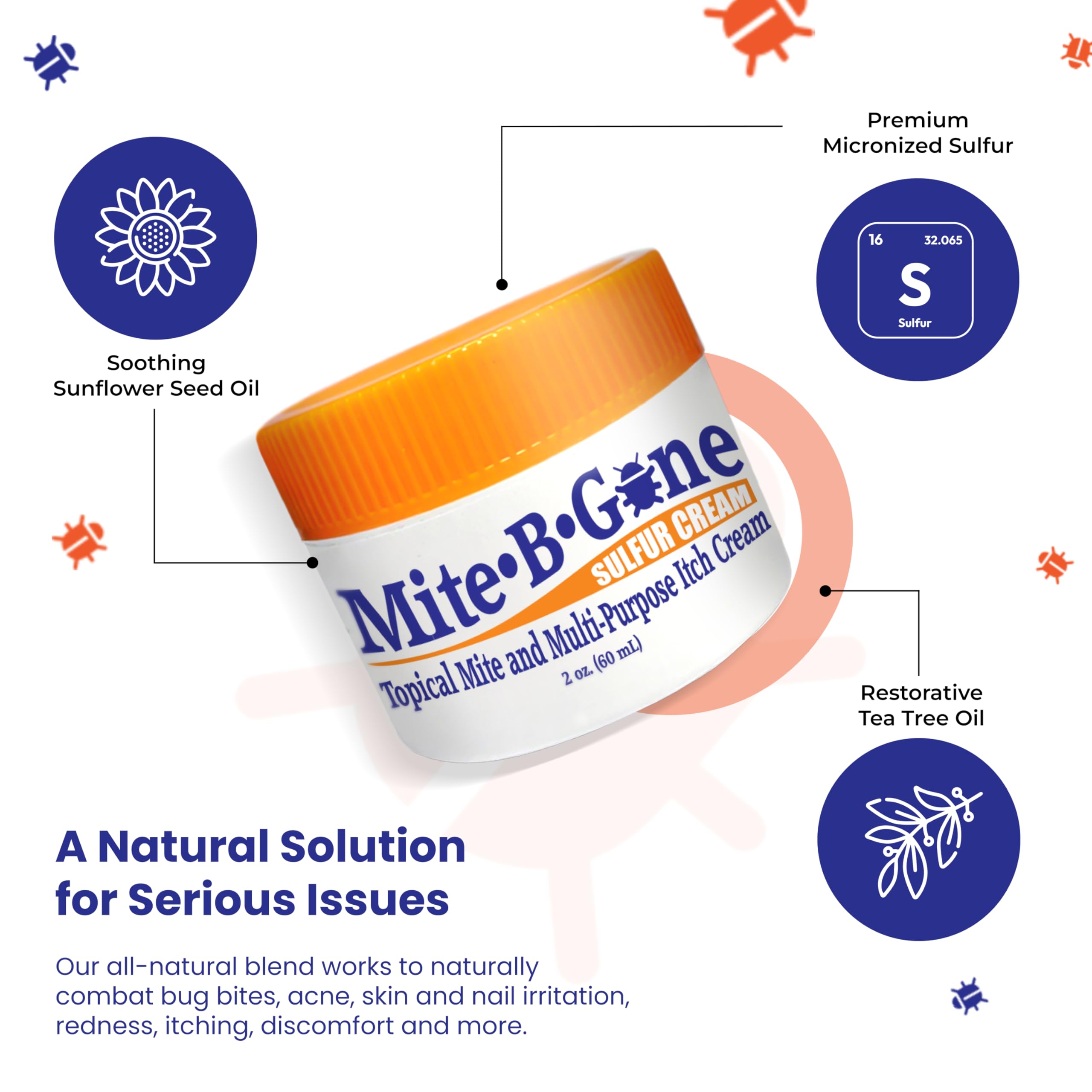Mite-B-Gone etiqueta con ingredientes naturales y claridad informativa