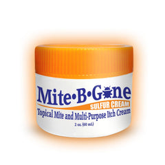 Mite-B-Gone frente del envase mostrando diseño y tamaño útil