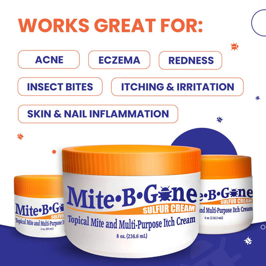 Mite-B-Gone textura cremosa en primera plano que facilita aplicación uniforme