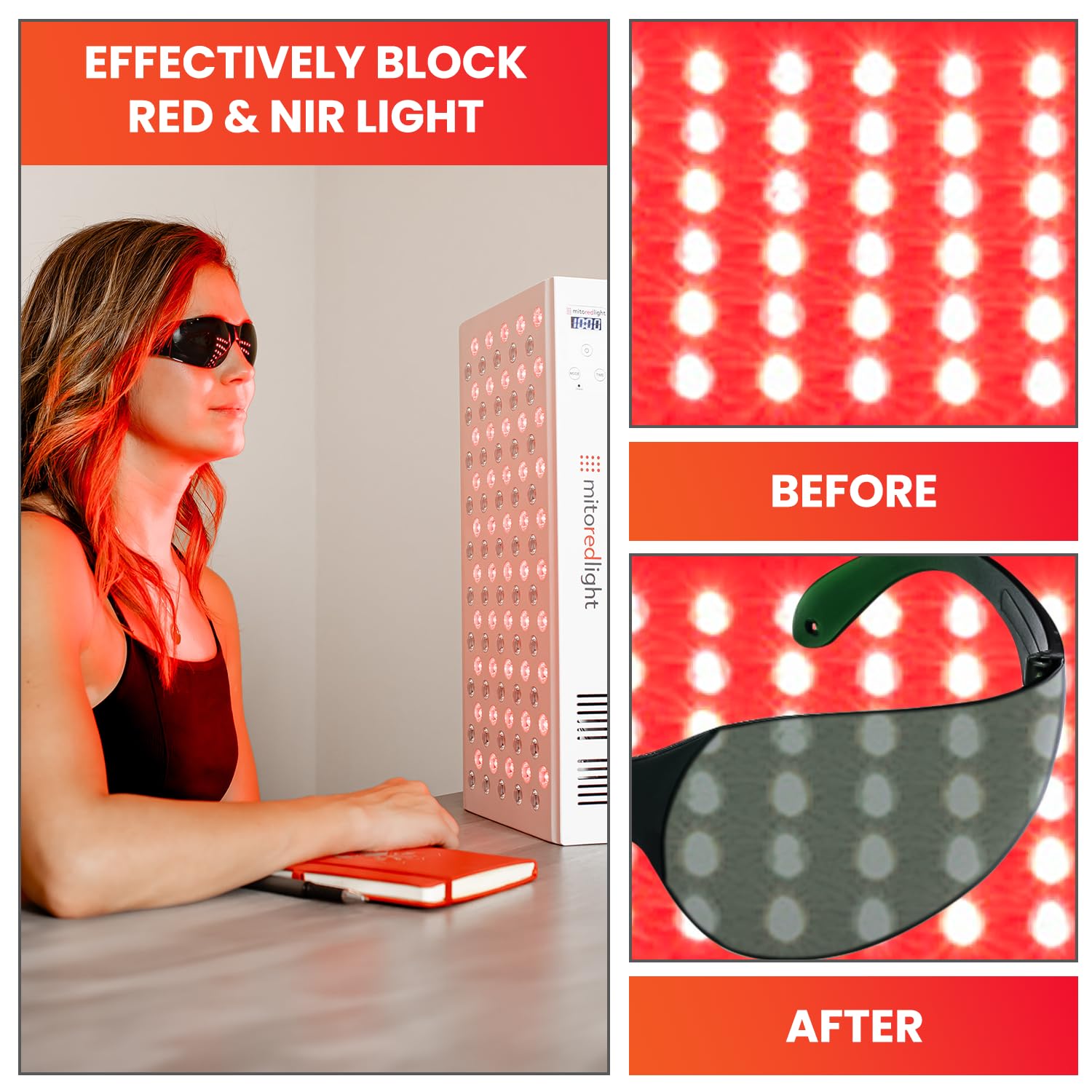 Mito Red Light textura de lentes y limpieza fácil para mantenimiento