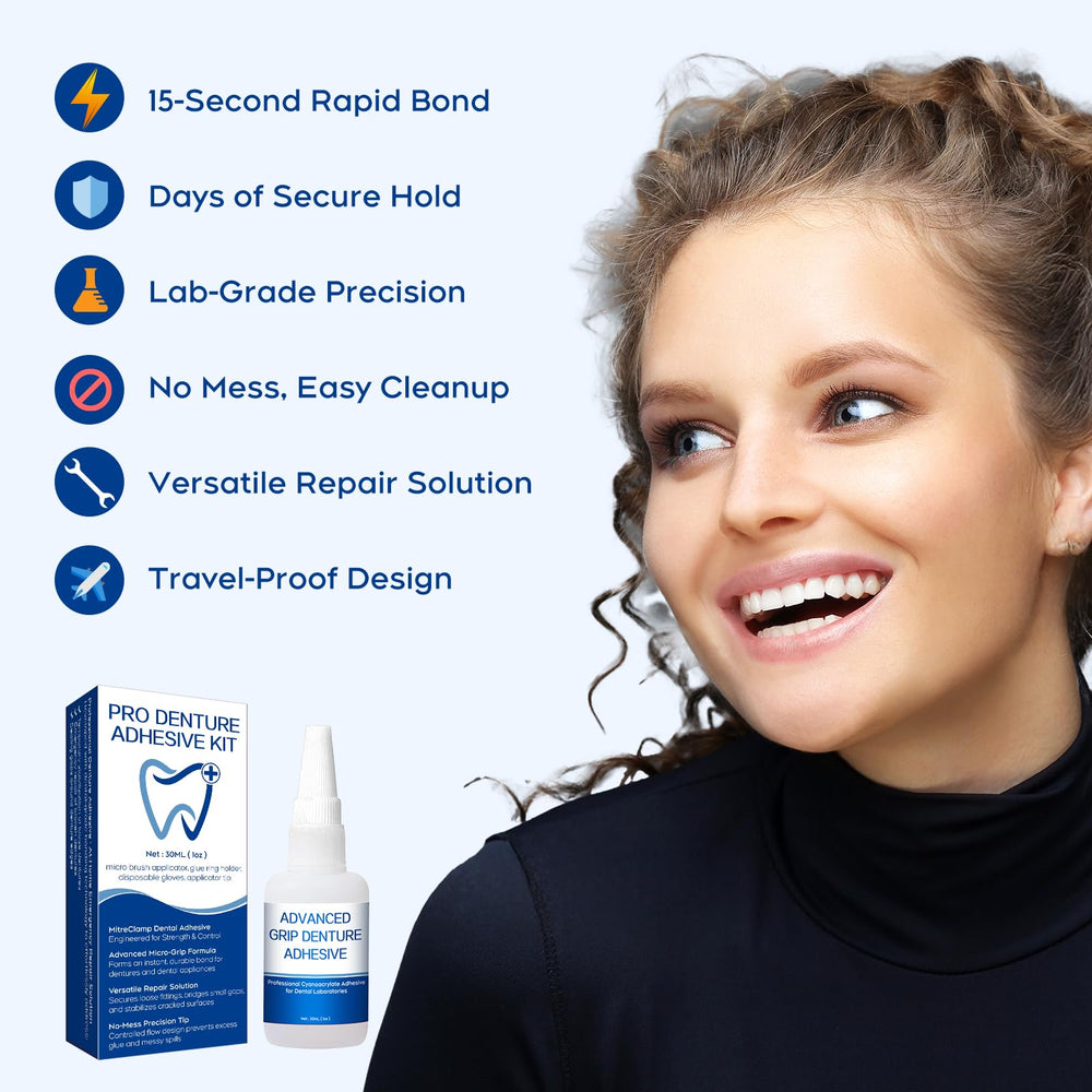 MitreClamp aplicado en prótesis dental reparando una grieta con rapidez
