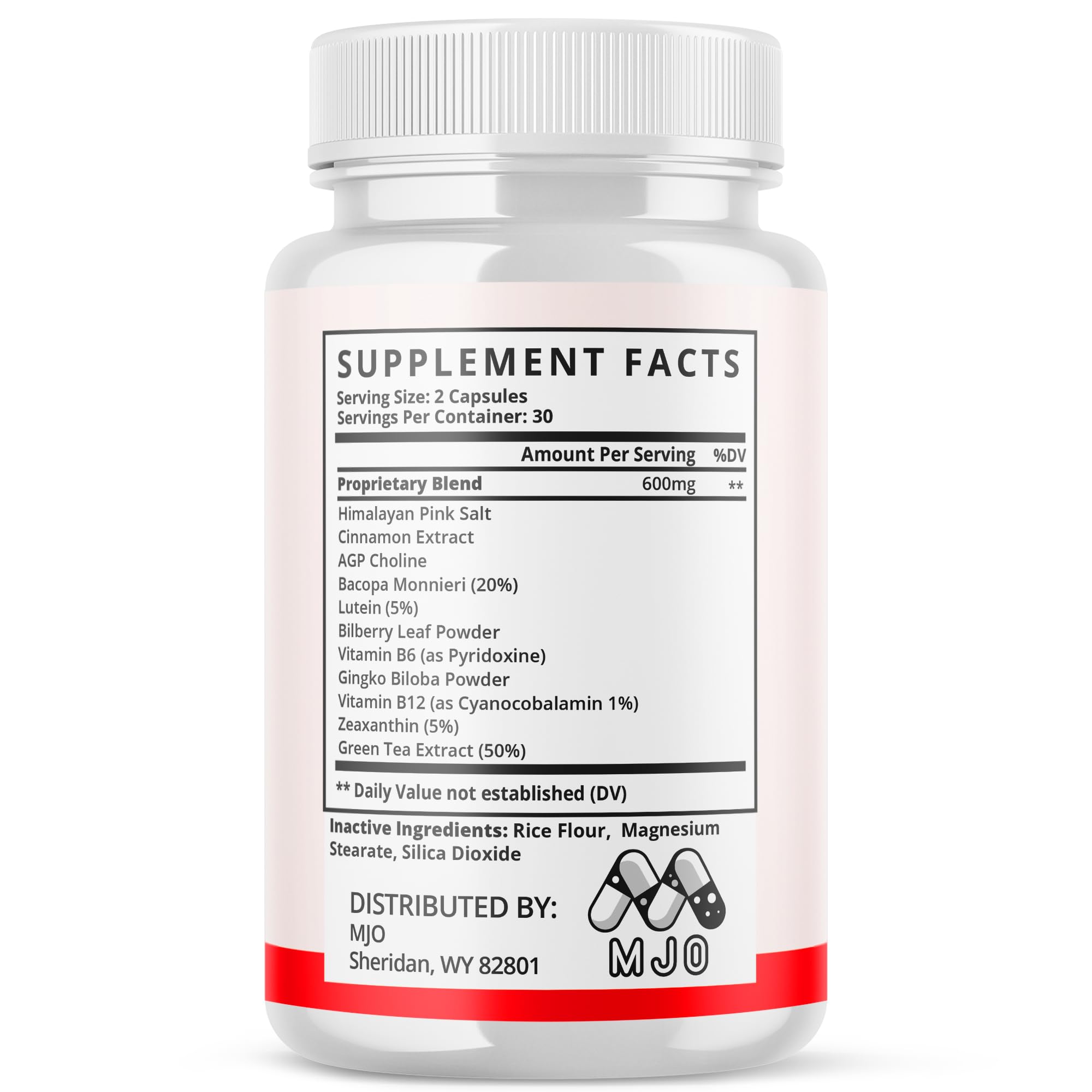MJO etiqueta nutricional legible con información del producto