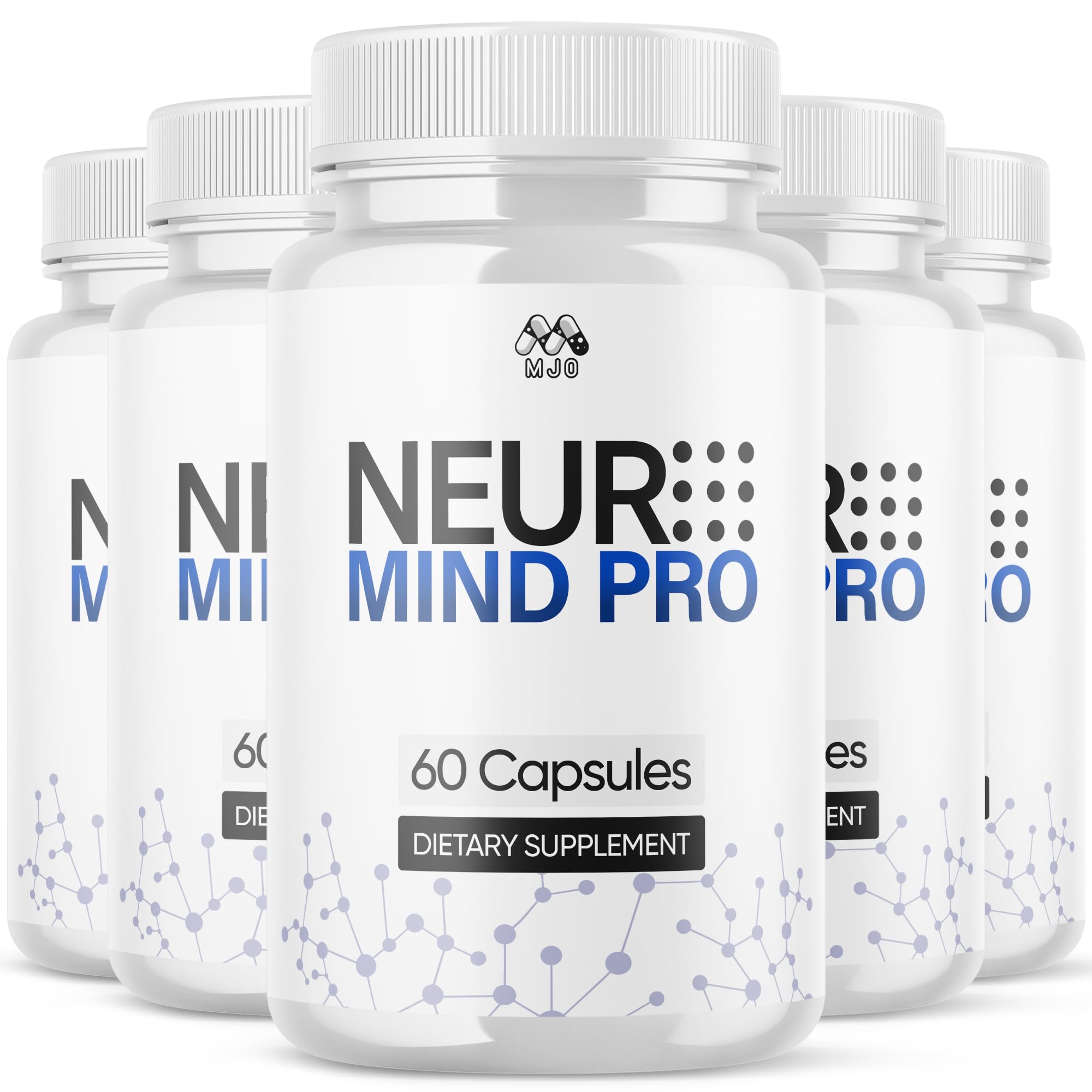 MJO frasco Neuro Mind Pro frente mostrando diseño y beneficio bienestar