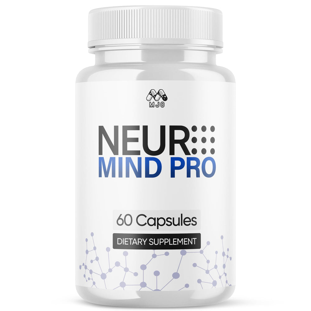 MJO frasco Neuro Mind Pro frontal mostrando etiqueta y diseño, beneficio claridad