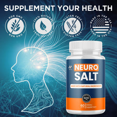 MJO Neuro Salt frascos abiertos mostrando cápsulas y suministro por mes