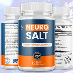 MJO Neuro Salt vista lateral de etiqueta con beneficios y declaración clara