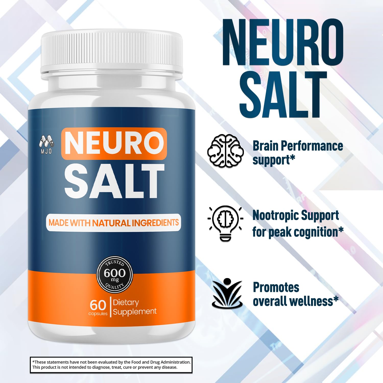 MJO Neuro Salt manos tomando cápsula fácil de ingerir y conveniente