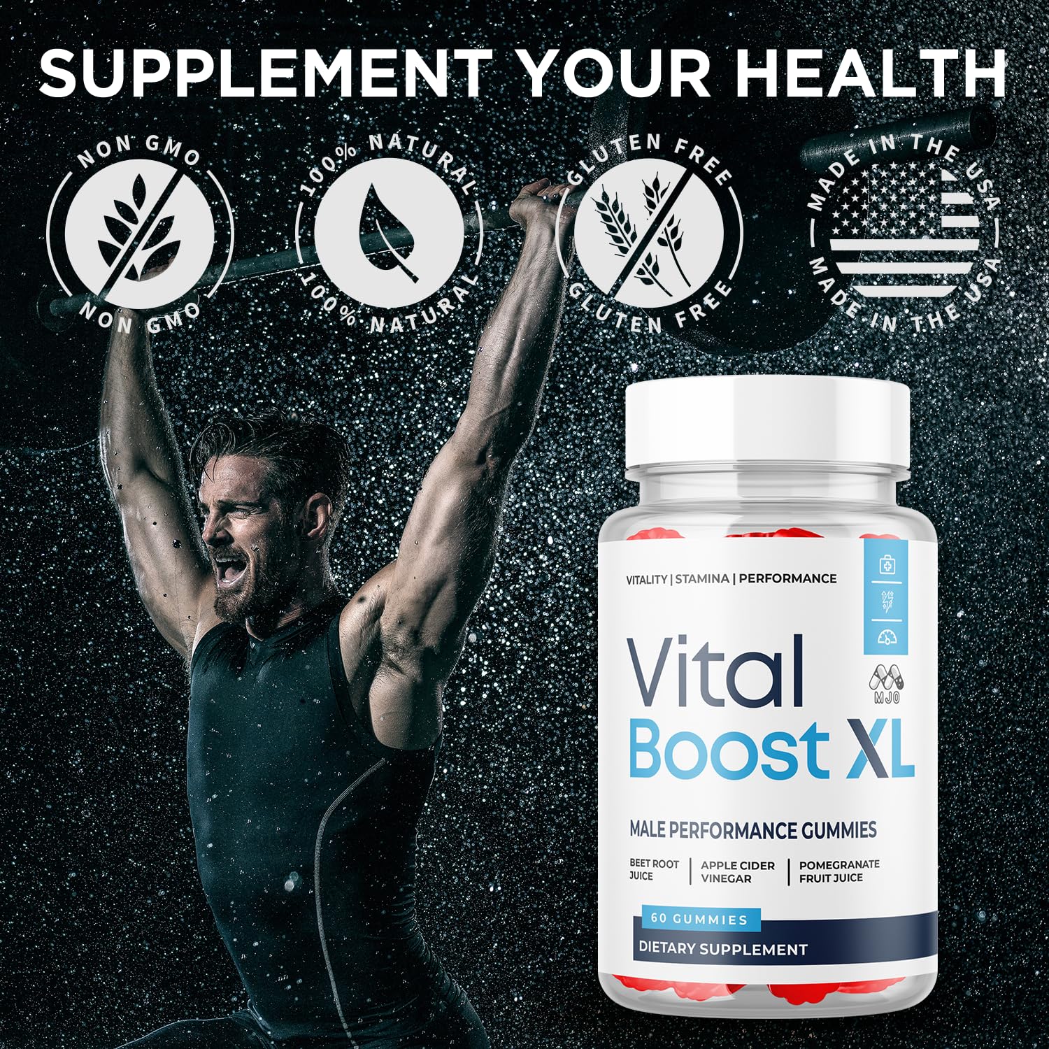 MJO Vital Boost XL comparación de tamaño junto a un reloj para escala