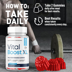 MJO Vital Boost XL mano sosteniendo gomitas para uso diario fácil