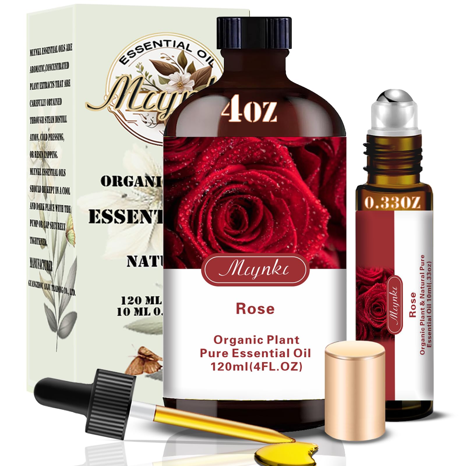 Mlynkl Rose: frasco de aceite esencial, perfuma suavemente el ambiente.