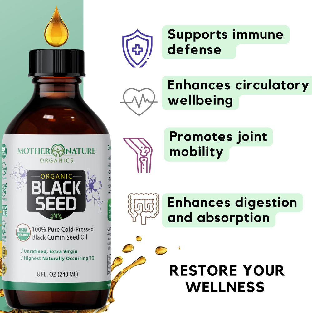Mother Nature Organics etiqueta USDA Organic y detalles de pureza, confianza