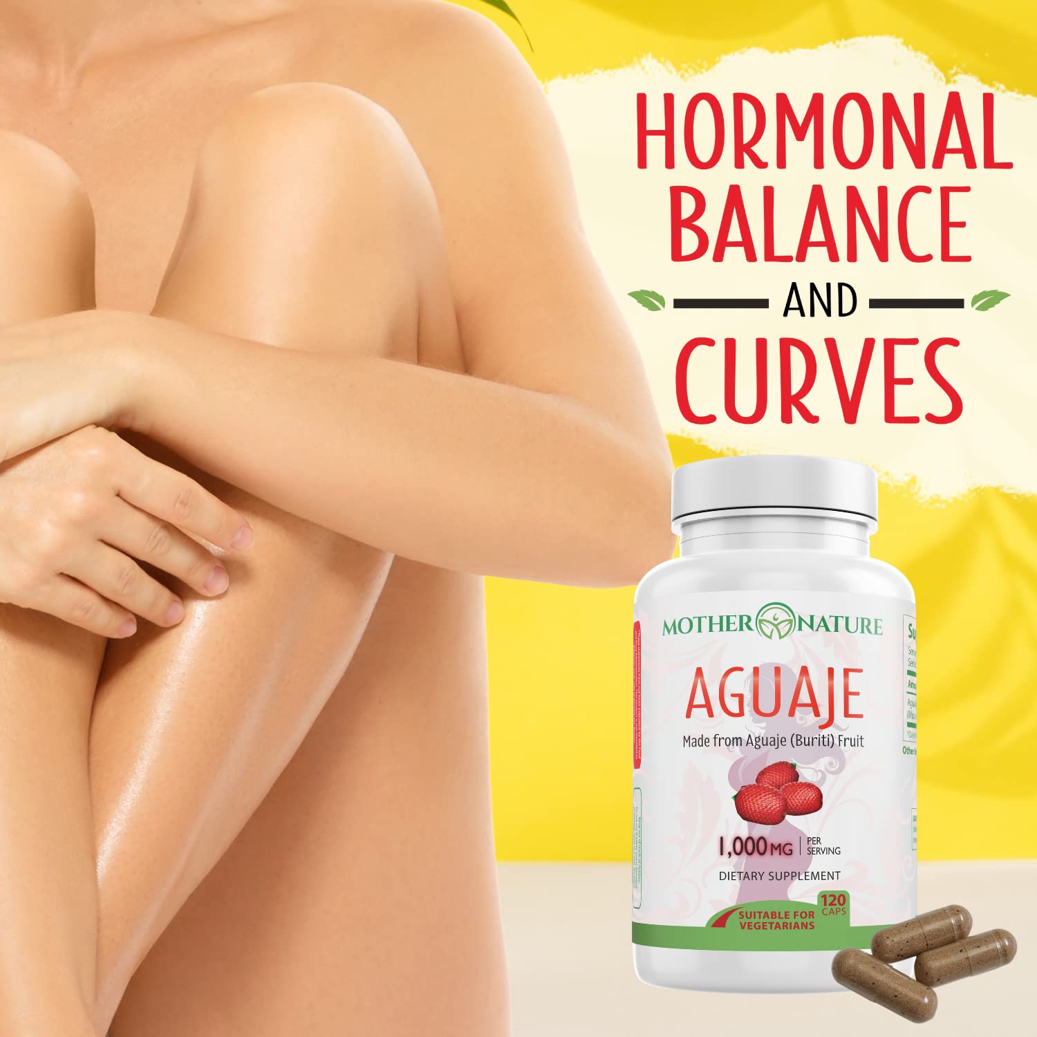 Cápsulas de Aguaje Curves en primer plano destacando color y tamaño para fácil consumo