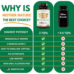 Mother Nature Organics envase abierto con cápsulas listos para uso
