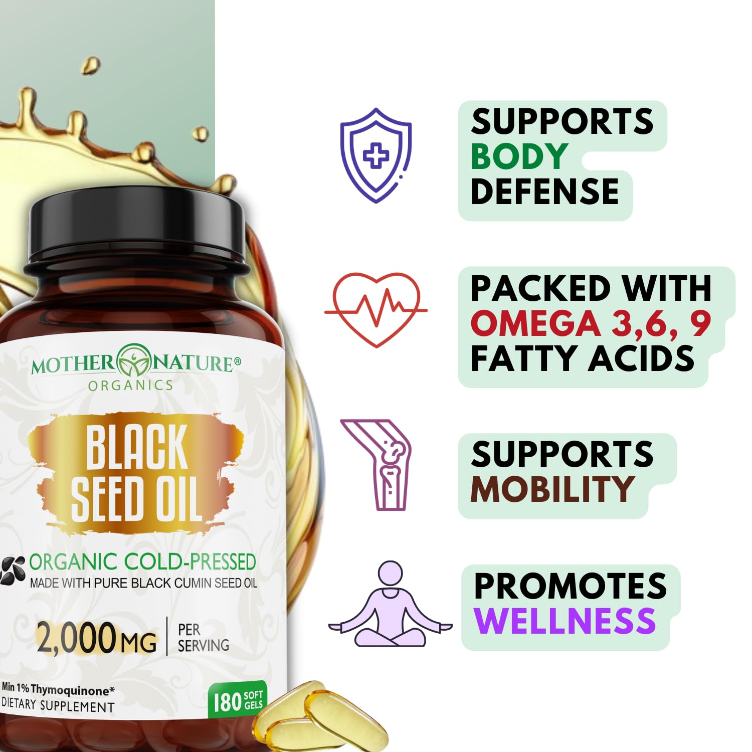 Mother Nature Organics cápsulas junto a desayuno integrable rutina diaria