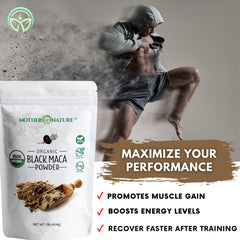 maca negra en bowl de avena en cocina, Mother Nature Organics, añade sabor y textura