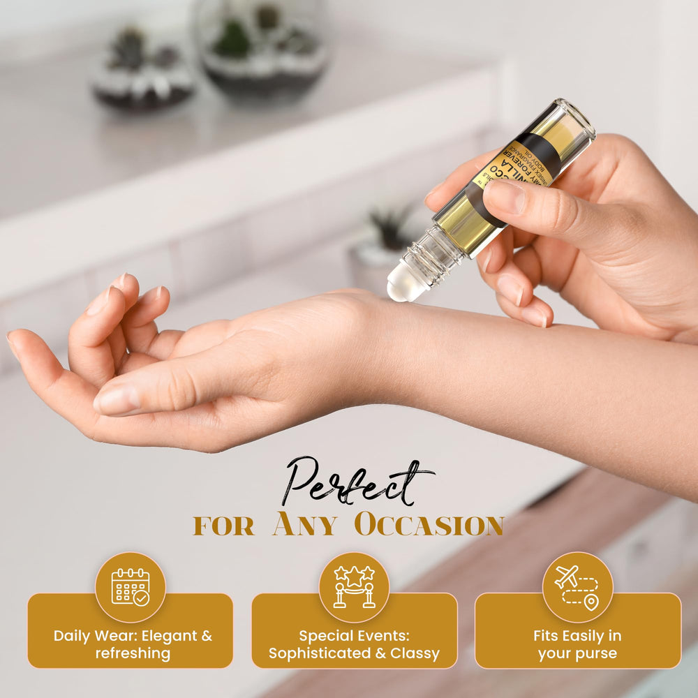 MOBETTER FRAGRANCE OILS el frasco de 10 ml junto a bolso para referencia de tamaño