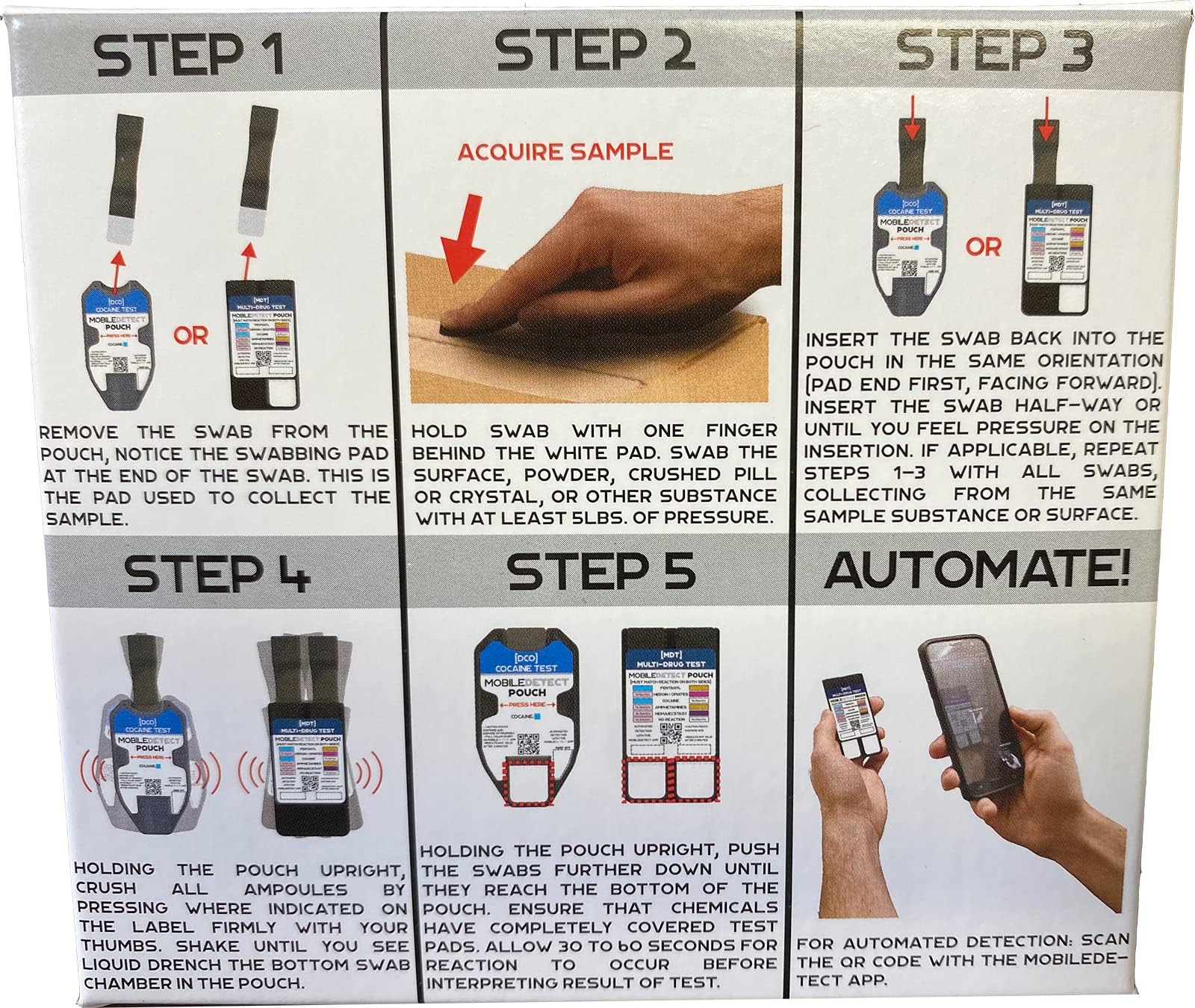Mobile Detect Pouch ampollas de reactivo dentro del pouch, activación segura