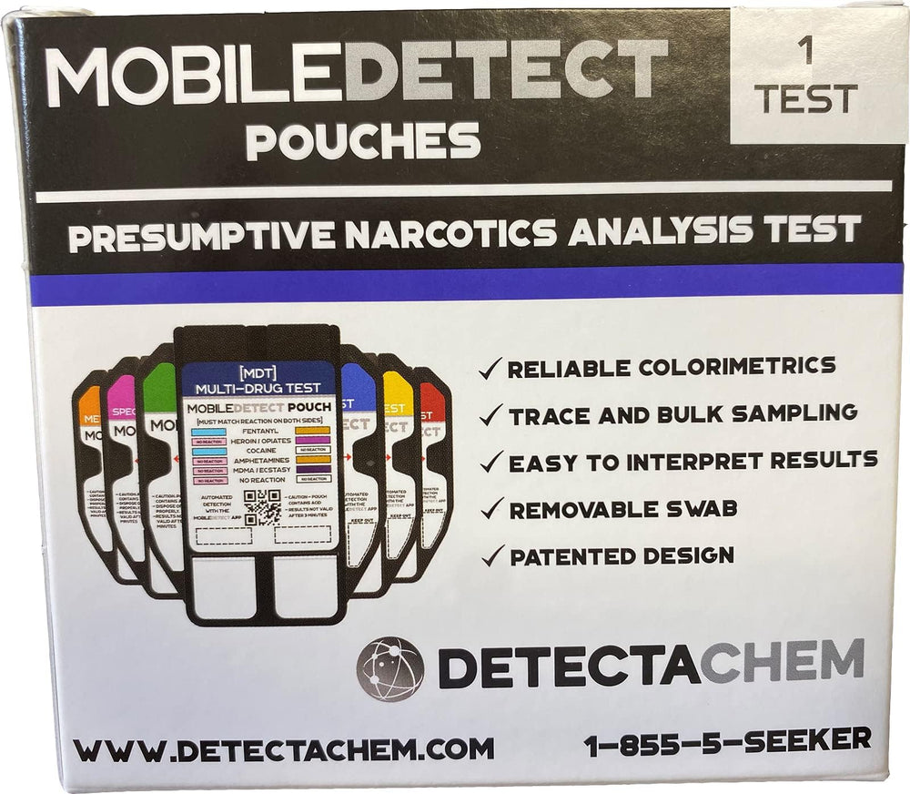 Mobile Detect Pouch en uso sobre superficie, detección rápida de residuos