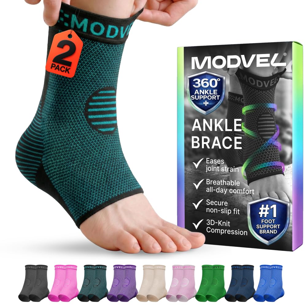 Modvel empaque frontal mostrando tobillera y beneficios de soporte