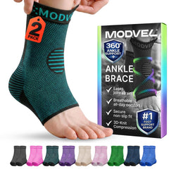 Modvel empaque frontal mostrando tobillera y beneficios de soporte