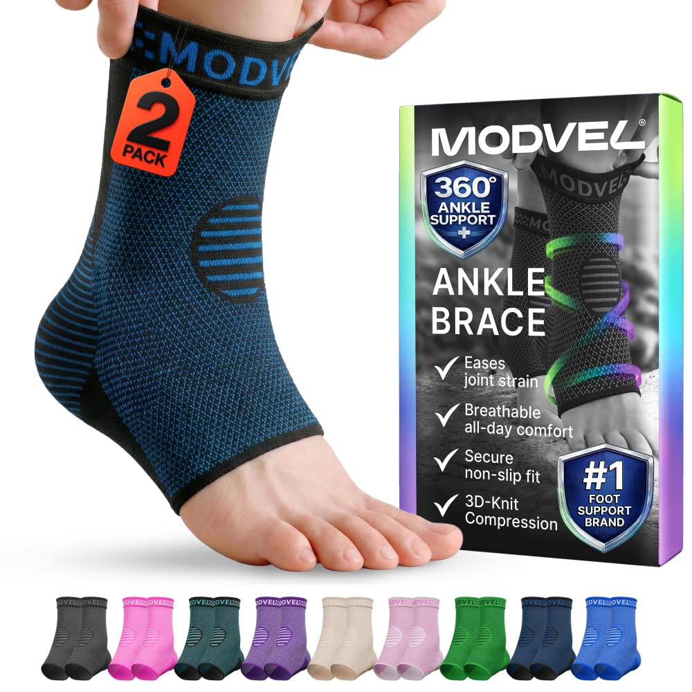 Modvel vista frontal de la tobillera mostrando ajuste y compresión