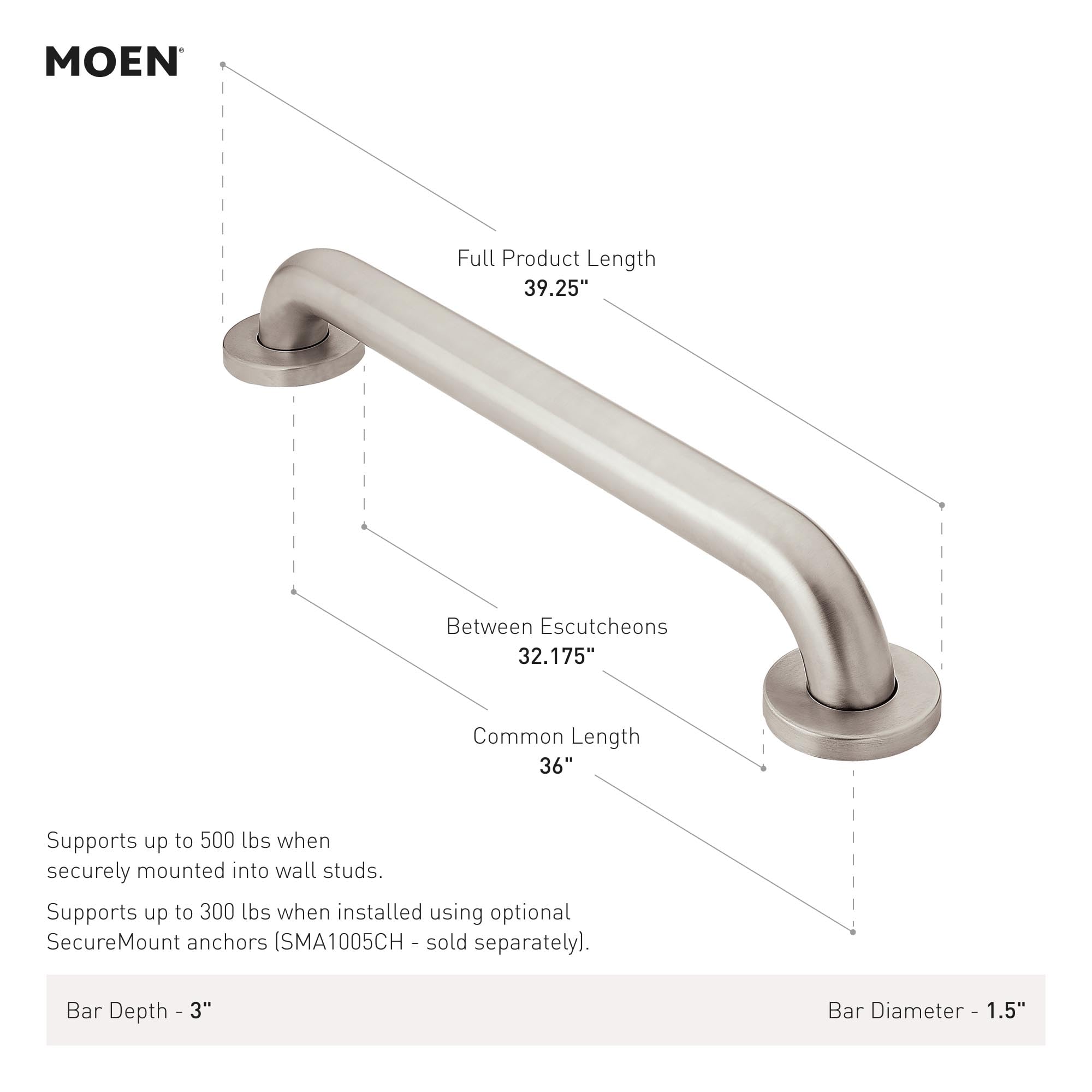 Moen flange con tornillos ocultos para aspecto limpio y fijación sólida