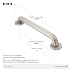 Moen barra instalada en ducha demostrando soporte estable y uso real