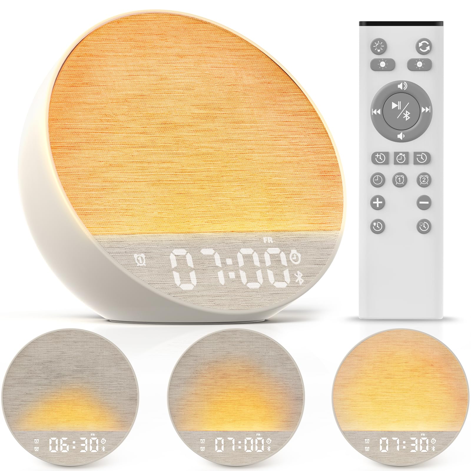 MOFOYEAH sunrise alarm clock front view showing sleek design for gentle wake ups