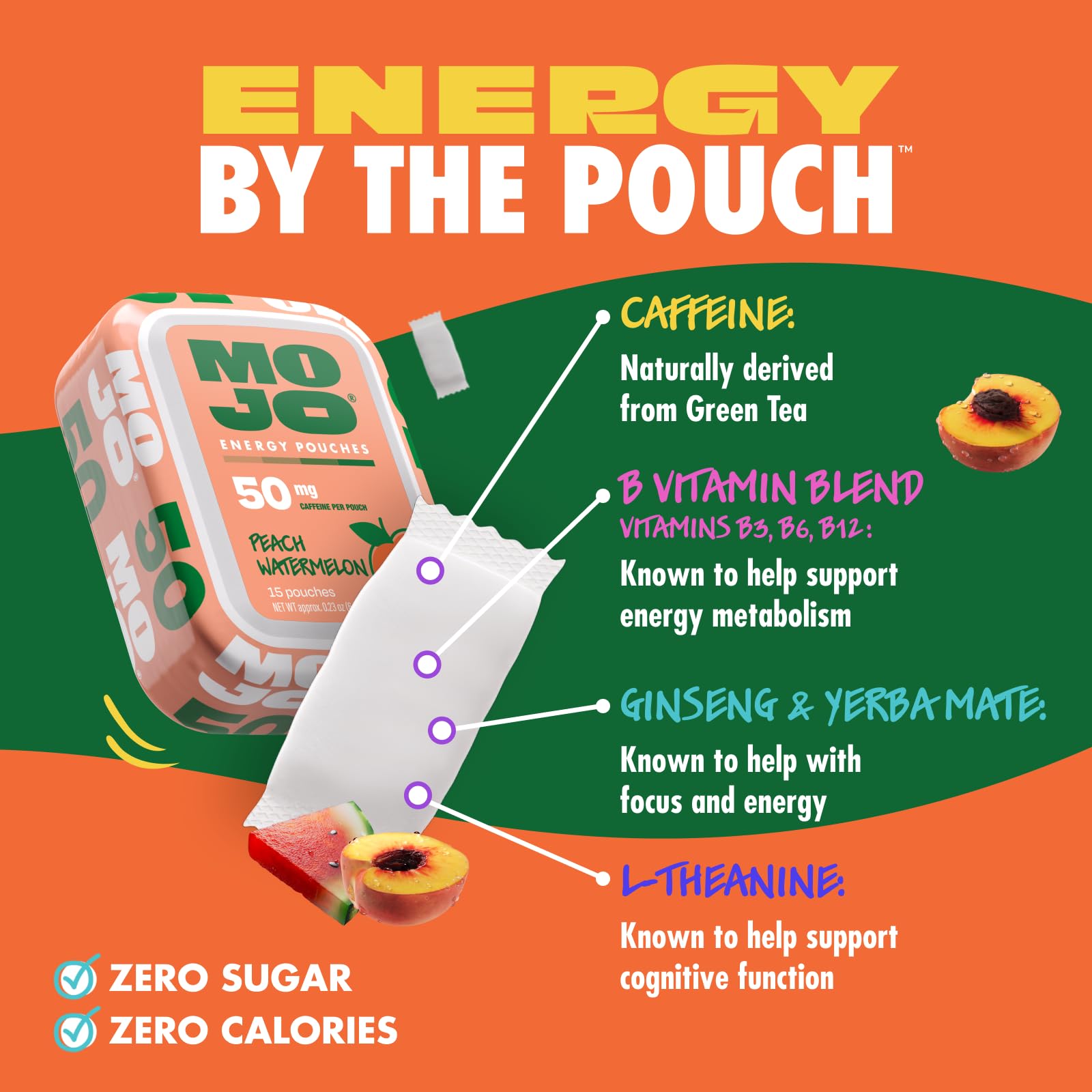 MOJO primer plano de la textura del pouch que muestra liberación controlada