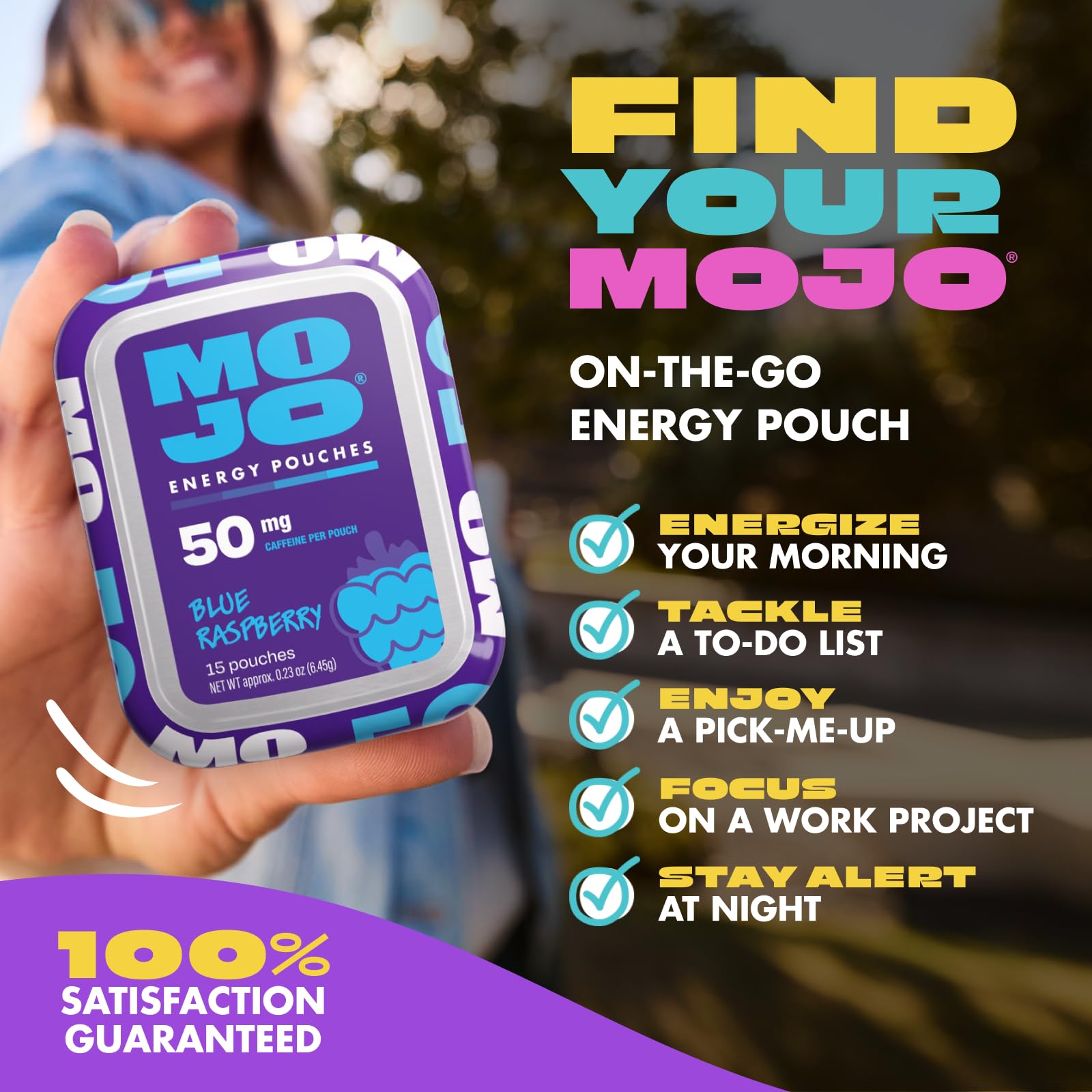 MOJO etiqueta con lista de ingredientes y vitaminas visible