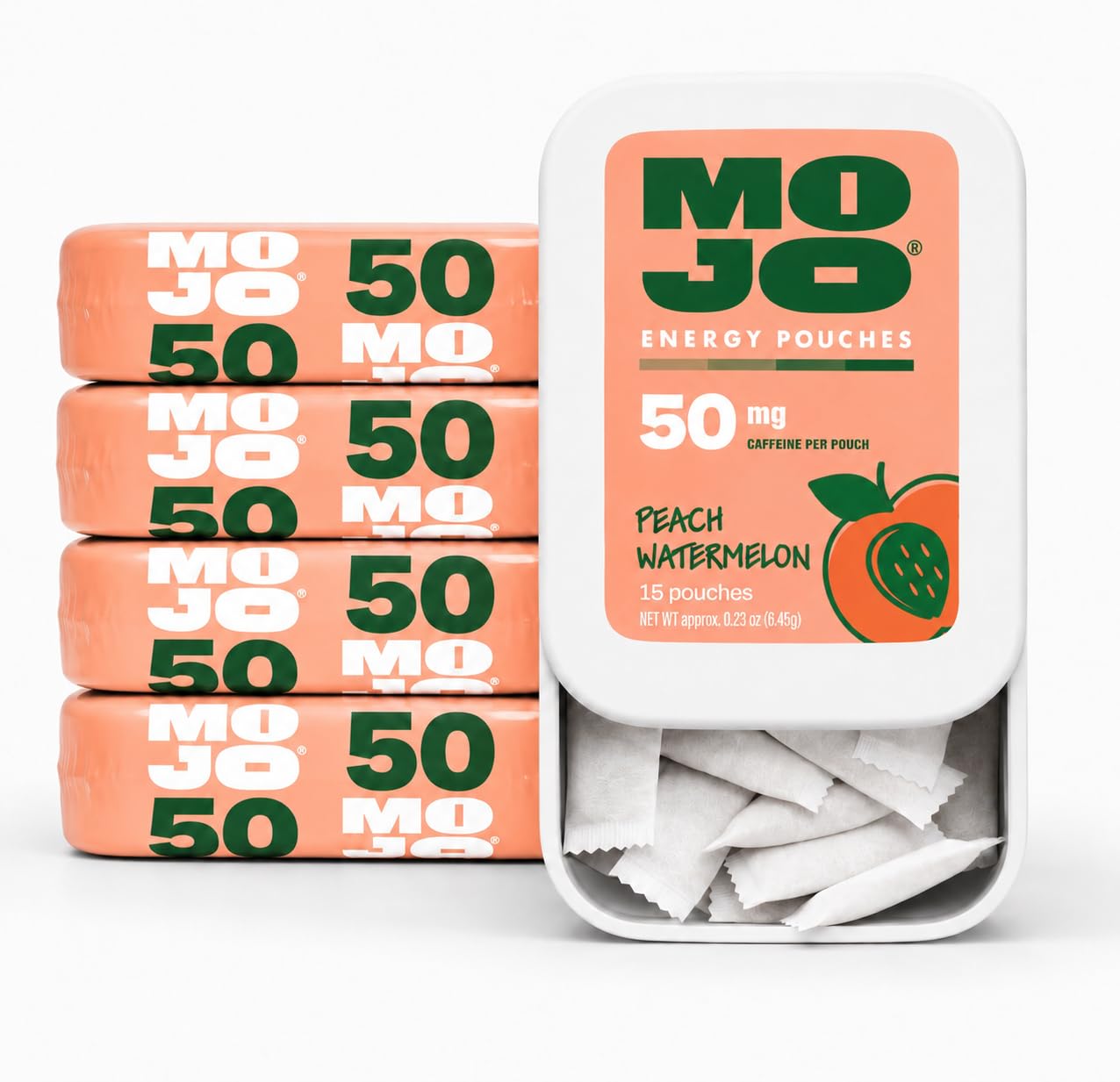 MOJO frente del slider pack Durazno Sandía mostrando diseño y portabilidad