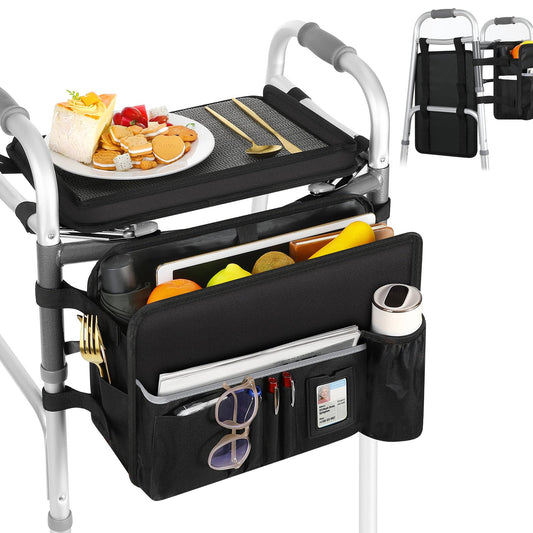 MoKo vista frontal de la bandeja y bolso con gran capacidad para mayor autonomía