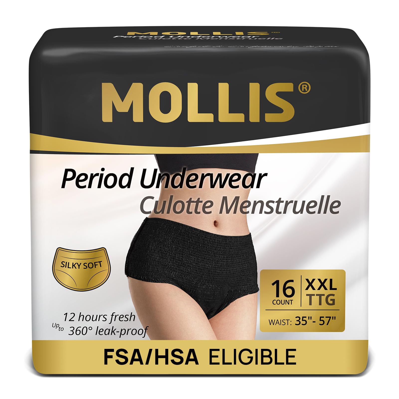 MOLLIS empaque frontal mostrando paquete de 16 unidades beneficios de protección