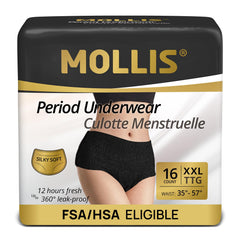MOLLIS empaque frontal mostrando paquete de 16 unidades beneficios de protección