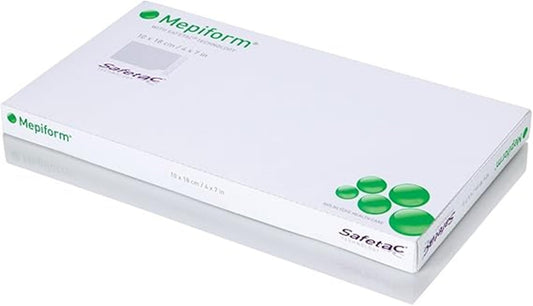 Molnlycke Mepiform frontal del empaque mostrando el formato y uso cómodo